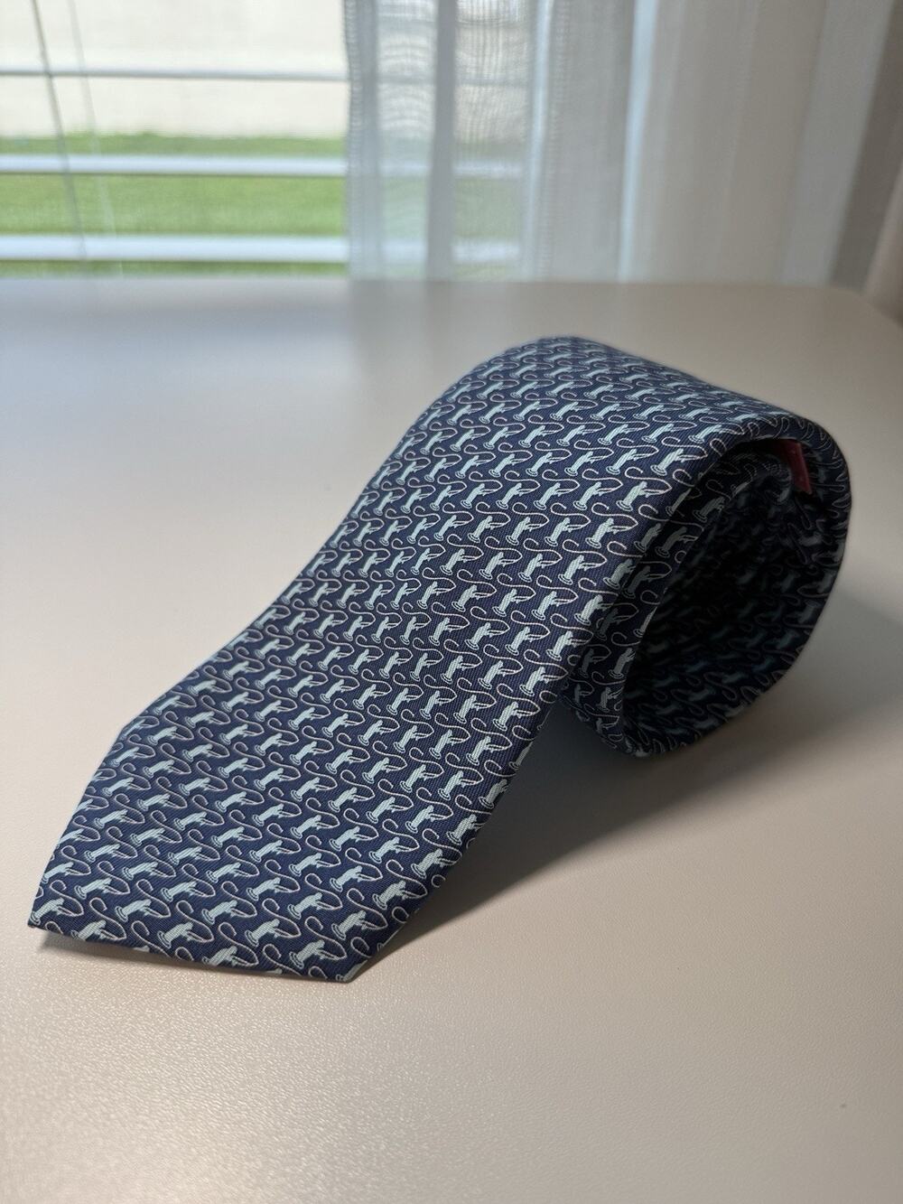 Vineyard Vines Shep & Ian 100% Silk Men’s Tie Fly Fishing Print Blue